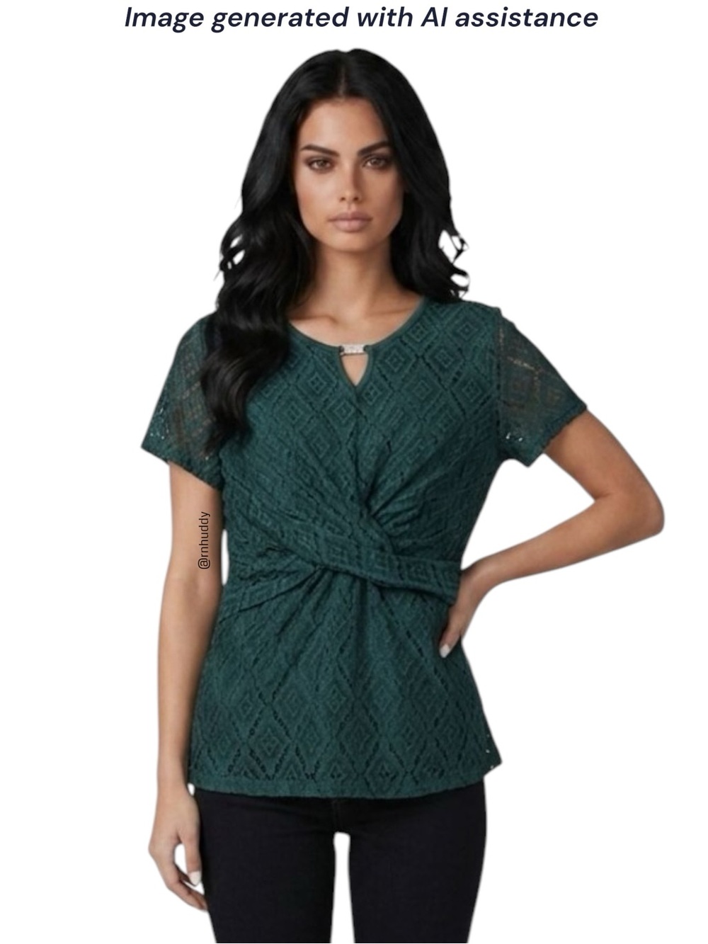 NWT Olivia Blu petite XL green lace blouse